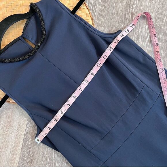 4.‎ Collective navy blue sheath dress w/ beaded collar trim nwt - Picture 4 of 8